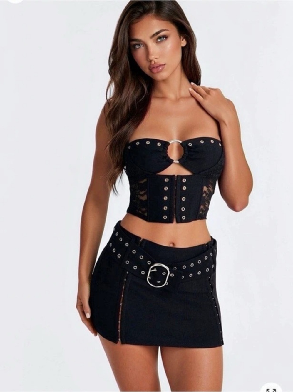Sexy Black Corset Cut Out Crop Top Only